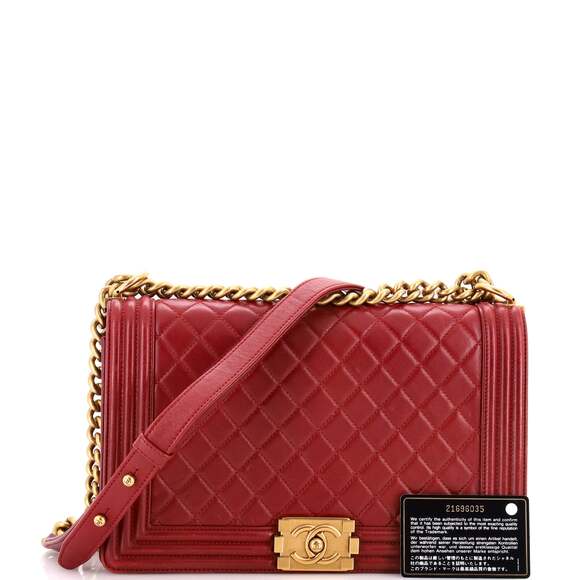 Boy Flap Bag Quilted Lambskin New #205438C35B - Picture 2 of 9